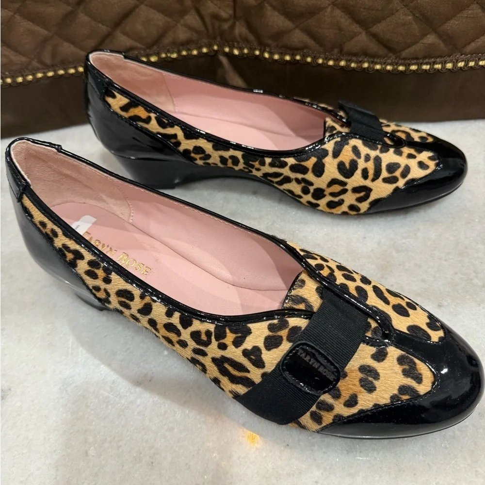 Taryn Rose Black and Tan Leopard Flats